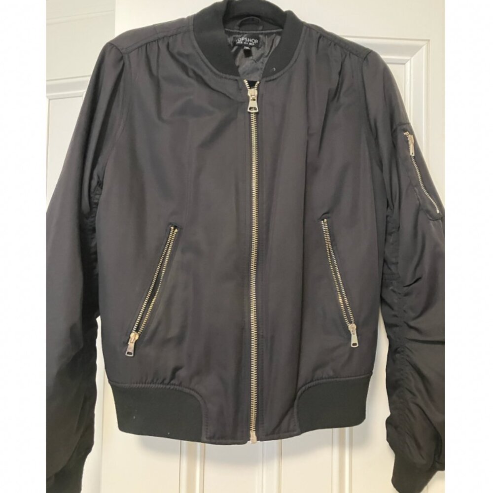 Topshop Black Bomber Jacket Size 6